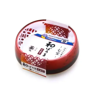 Chén ăn cho mèo họa tiết kiểu Nhật - màu đỏ